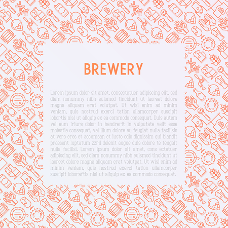 Beer concept with thin line icons related to brewery and Beer October Festival. Modern vector illustration for banner, web page, print media with place for text.のイラスト素材