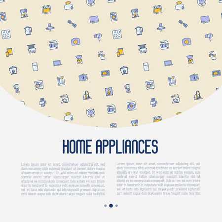 Home appliances concept with thin line iconsのイラスト素材