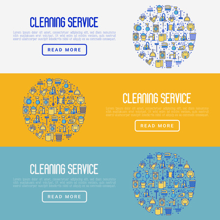 Cleaning service concept banners vector illustration setのイラスト素材