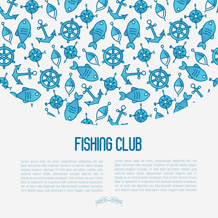 Fishing club concept banner vector illustrationのイラスト素材