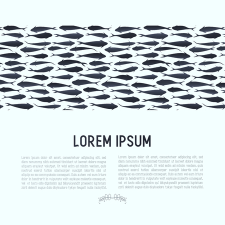 Background with watercolor fish silhouette swimming diagonally and place for text. Vector illustration for menu of fish restaurant.のイラスト素材