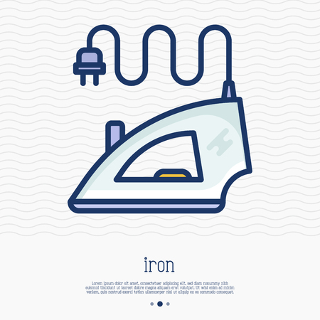 Steam iron thin line icon. Simple vector illustration of home appliance.のイラスト素材