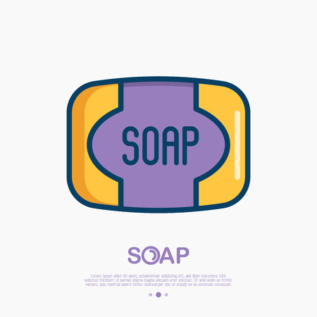 Soap thin line icon. Vector illustration of disinfection and hygiene for health.のイラスト素材