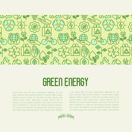 Ecology concept with thin line icons for environmental, recycling, renewable energy, nature. Vector illustration.のイラスト素材