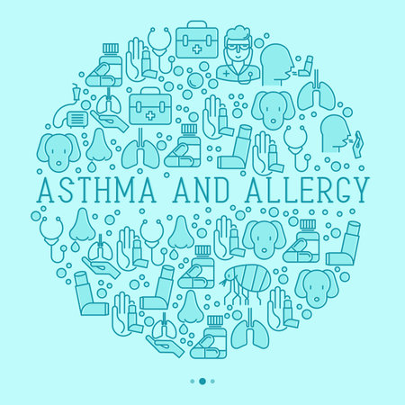 Asthma And Allergy Concept In Circle For Web Page Banner Of