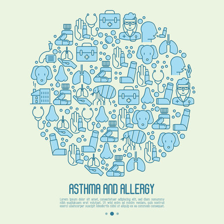 Asthma And Allergy Concept In Circle For Web Page Banner Of