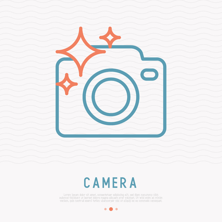 Camera thin line icon for photographer logo. Simple vector illustration.のイラスト素材