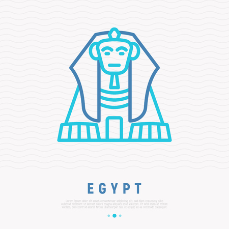 Sphinx thin line icon. Modern vector illustration of Egypt landmark.のイラスト素材