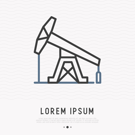 Oil pump thin line icon. Modern vector illustration of exploration and oil production.のイラスト素材