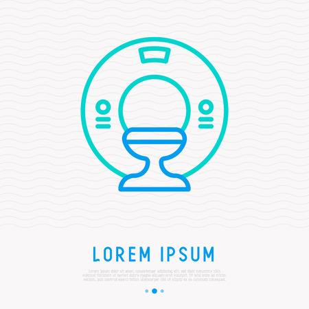 MRI scanner thin line icon. Modern vector illustration of medical equipment.のイラスト素材
