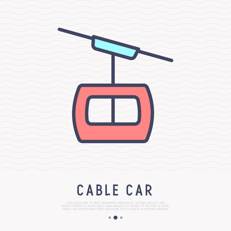 Cable car thin line icon. Modern vector illustration.のイラスト素材