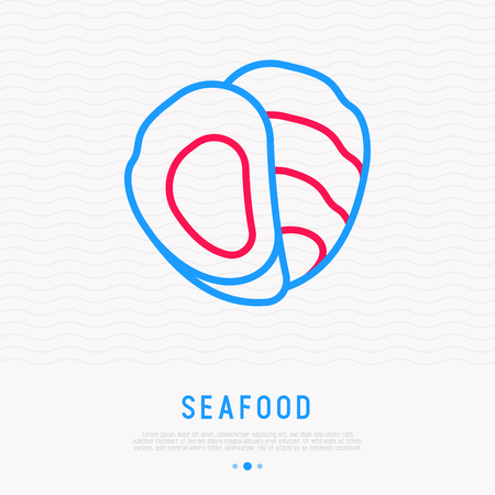 Oyster thin line icon. Modern illustration of seafood.のイラスト素材