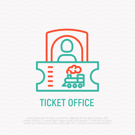 Train ticket office thin line icon. Modern vector illustration.のイラスト素材