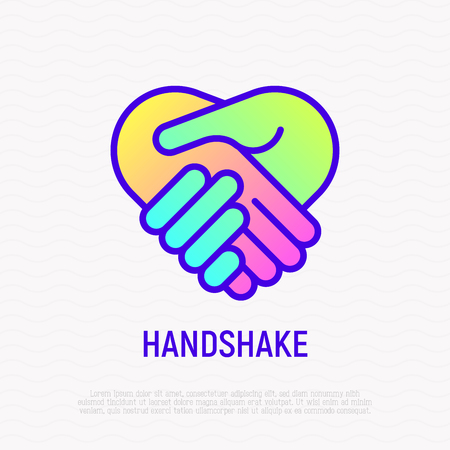 Handshake thin line icon with gradient. Modern vector illustration of agreement, contract, cooperation.のイラスト素材