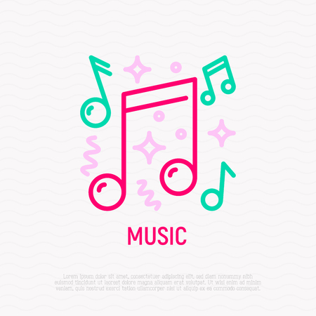 Music at party thin line icon. Modern vector illustration.のイラスト素材