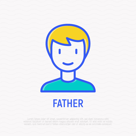 Smiling man thin line icon. Modern vector illustration of avatar.のイラスト素材