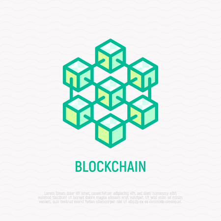 Blockchain thin line icon. Modern vector illustration.のイラスト素材