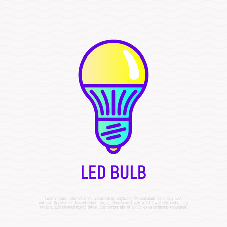 Led bulb thin line icon. Modern vector illustration of diode lamp.のイラスト素材