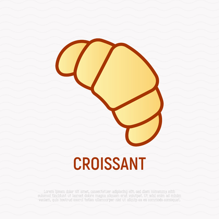 Croissant thin line icon. Modern vector illustration for bakery logo.のイラスト素材