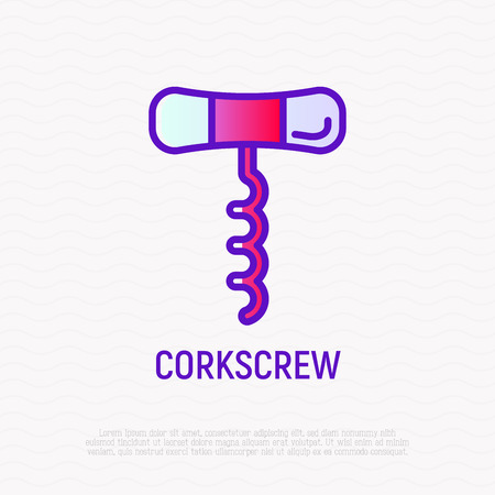 Corkscrew thin line icon. Modern vector illustration of wine opener.のイラスト素材