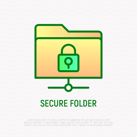 Secure folder thin line icon. Modern vector illustration of data protection.のイラスト素材