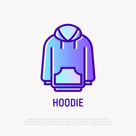 Hoodie thin line icon. Modern vector illustration of sweatshirt, sportswear.のイラスト素材