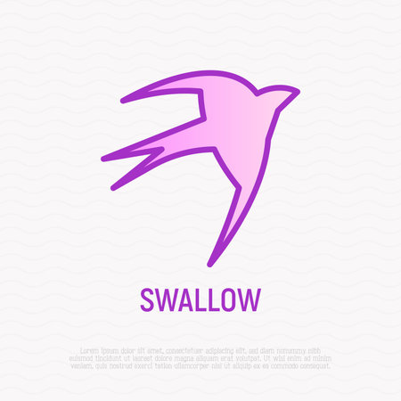 Swallow thin line icon.のイラスト素材