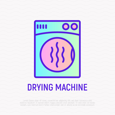 Drying machine thin line icon. Modern vector illustration of appliance, symbol of laundry.のイラスト素材
