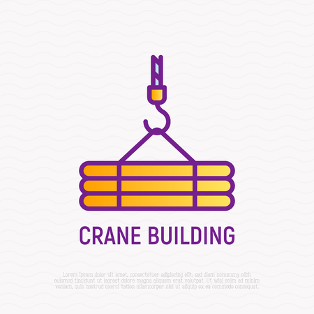 Crane thin line icon. Modern vector illustration of building equipment or logistics service.のイラスト素材