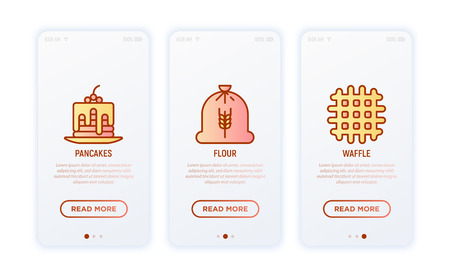 Bakery thin line icons set: pancakes, bag of flour, waffle. Vector illustration.のイラスト素材