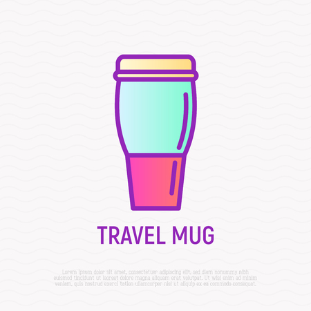 Travel mug thin line icon.のイラスト素材