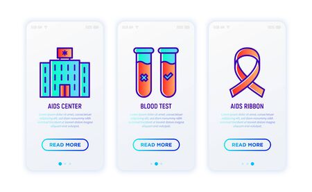 HIV thin line icons set: AIDS center, AIDs ribbon. Vector illustration.のイラスト素材