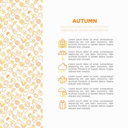 Autumn concept with thin line iconsのイラスト素材