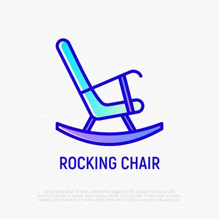 Rocking chair thin line icon. Modern vector illustration of furniture.のイラスト素材