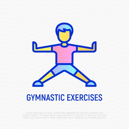 Gymnatics exercises thin line icon. Modern vector illustration.のイラスト素材