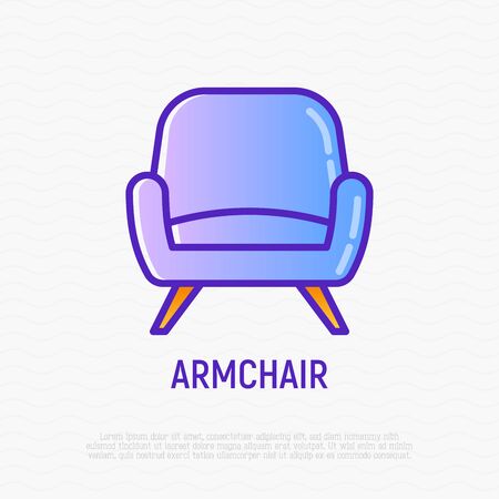 Armchair thin line icon. Modern vector illustration of furniture.のイラスト素材