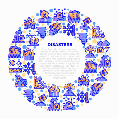 Vector of Disasters concept in circle - ID:1-135415552 - Royalty Free ...