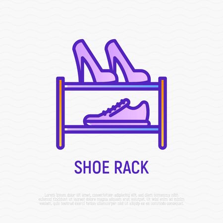 Shoe rack thin line icon. Modern vector illustration of furniture.のイラスト素材