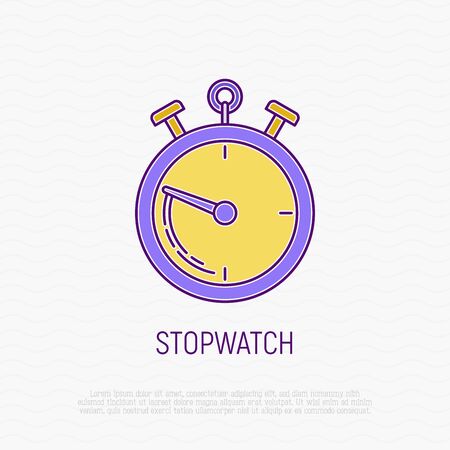 Stopwatch thin line icon. Modern vector illustration.のイラスト素材
