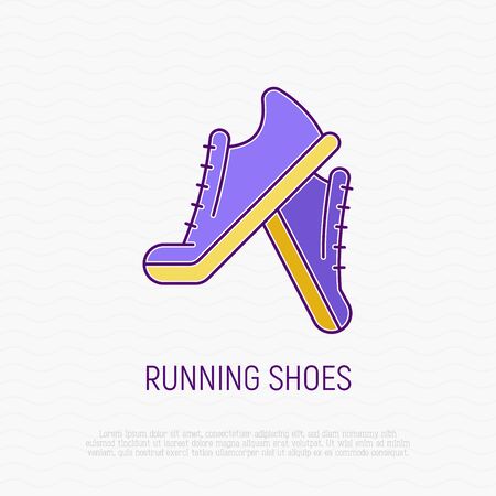 Running shoes thin line icon. Modern vector illustration of footwear.のイラスト素材
