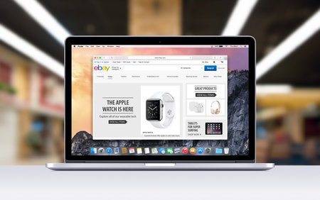 Varna Bulgaria  November 03 2013: Directly front view of Apple 15 inch MacBook Pro Retina with an...