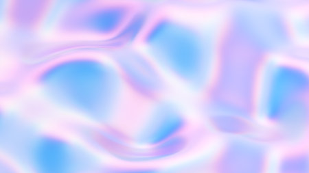 Holographic texture background. Iridescent psychedelic fluid shape with waves. 3D illustration, 3D rendering.の写真素材