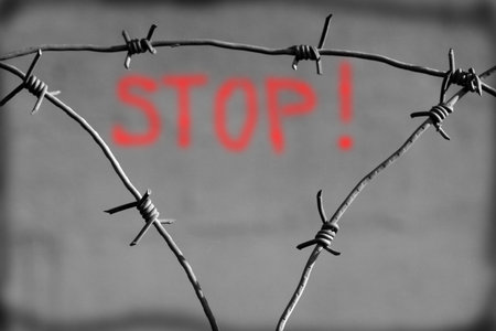 Stop The barbed wire fence 