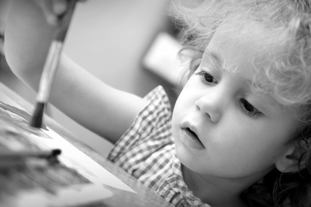 Creative little girl draws  Budding artist の写真素材