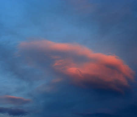 Evening sky. Night sky with fluffy cloud.の写真素材