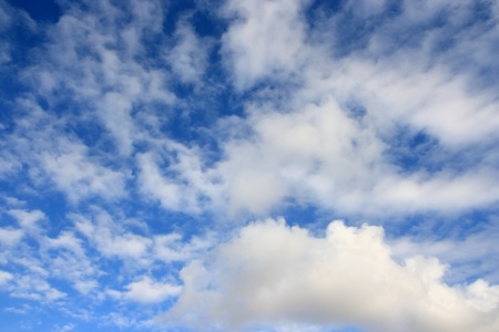 Blue sky over horizon and clouds. Morning sky.の写真素材