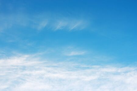 Sky over horizon and white clouds  Blue sky backround  の写真素材