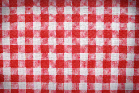 Texture of a red and white checkered picnic blanket  Red linen tablecloth 