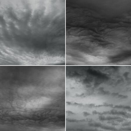 Stormy sky high.res. Four diferent images of cloudy sky.の写真素材