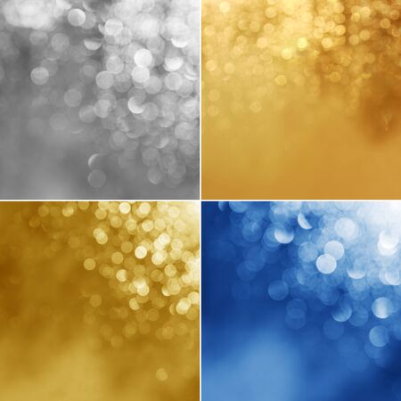 Four different backgrounds beautifull shine of a holiday light sparkles high.res.の写真素材